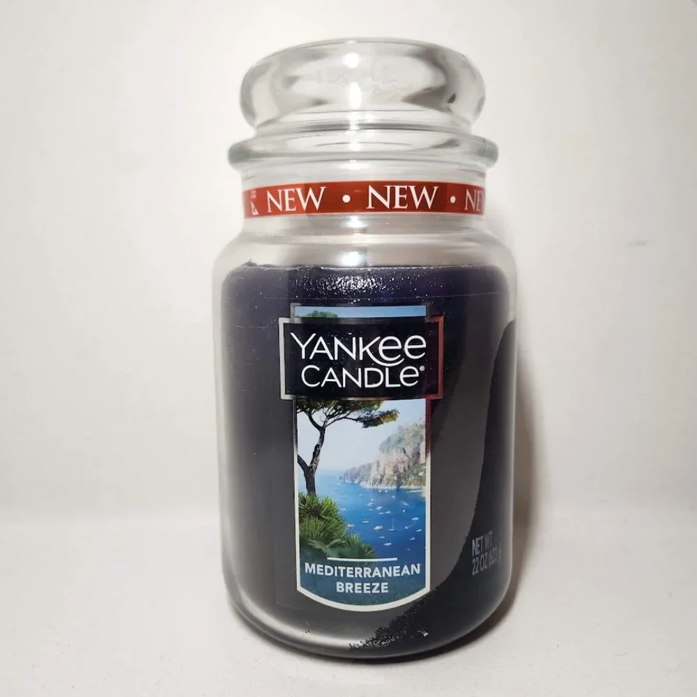 NEW YANKEE CANDLE Mediterranean Breeze 22oz Jar candle Dark Blue Navy Turquoise
